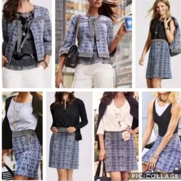 Cabi small reina club blue multi blazer and skirt set. - Picture 3 of 16